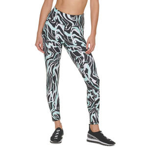 Dkny Sport Marble-Print 7/8-Leggings - blue/black small